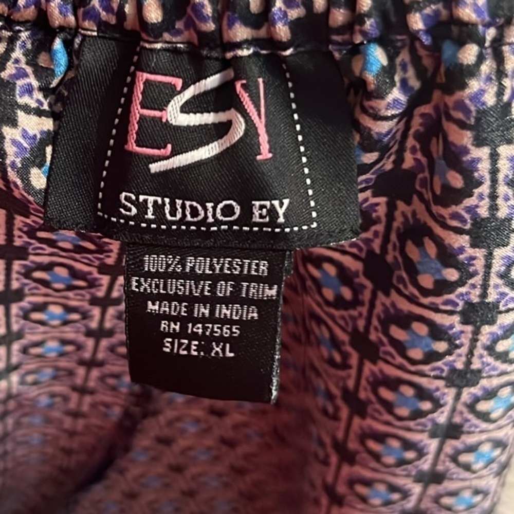 Studio EY,Palazzo Pant,Sinfully-Sexy, Silky, Elastic-Waist,Faux-Tassels, Size XL - Picture 6 of 11